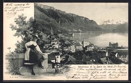 Montreux, Blick auf den Ort mit Dent du 
