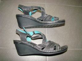TBS, sandale en cuir, noire / Ledersandale, schwarz