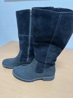 Stiefel Damen Grösse 38 Leder-Mix dunkelgrau/schwarz