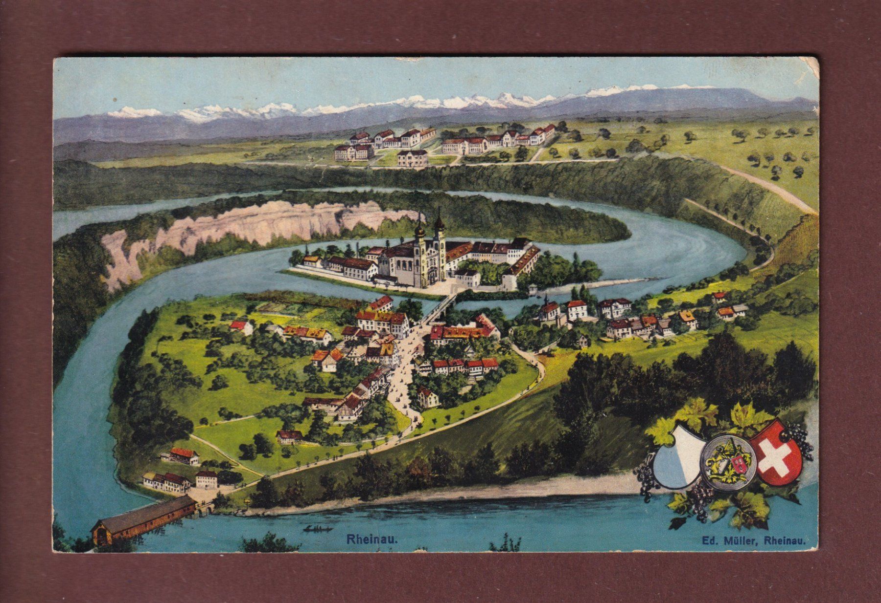 Cartoline postali: RHEINAU – Usato da Pully venduto da nicecards
