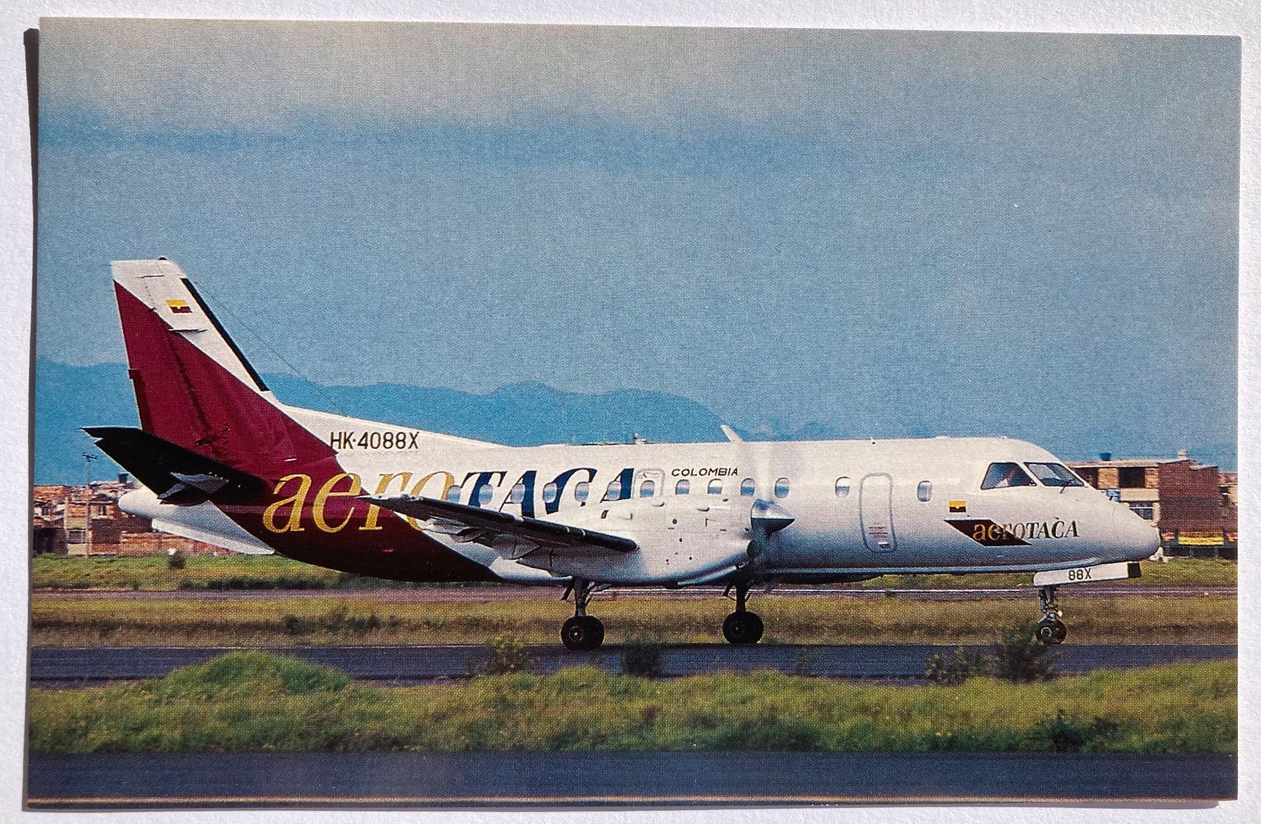 Cartoline postali: Postcard Saab 340B Aerotaca Colombia – Usato da Lugano venduto da sel_x7bg