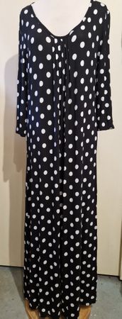 Elegantes Langkleid, schwarz weiss gepunktet,Gr. 40/42