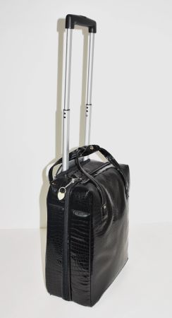 Reisetasche- Trolley Handgepäck-Krokodilleder Optik schwarz