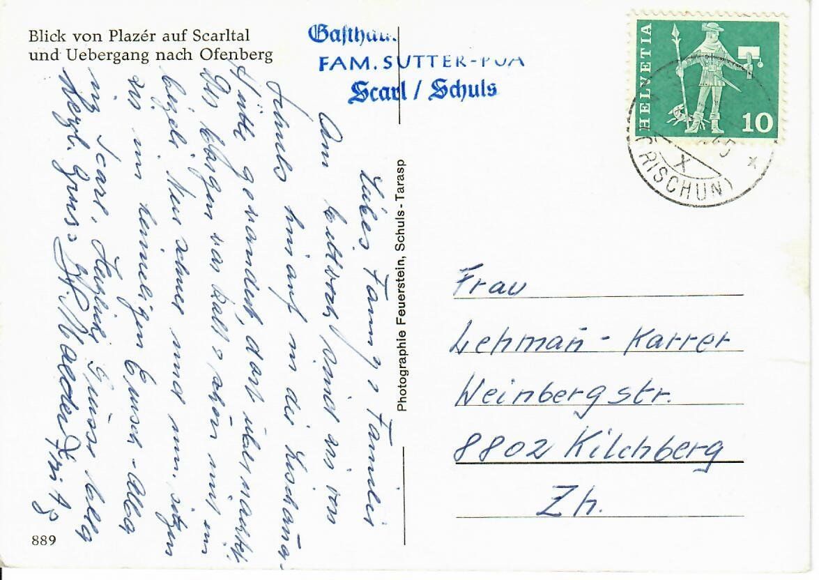 Cartoline postali: Blick von Plazér auf Scarltal – Usato da Hochdorf venduto da Ziegel-16 1