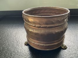 Antiker Übertopf / Topf Kupfer mit Füssen