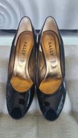 Bally Escarpins ouverts devant noir cuir verni daim T.40