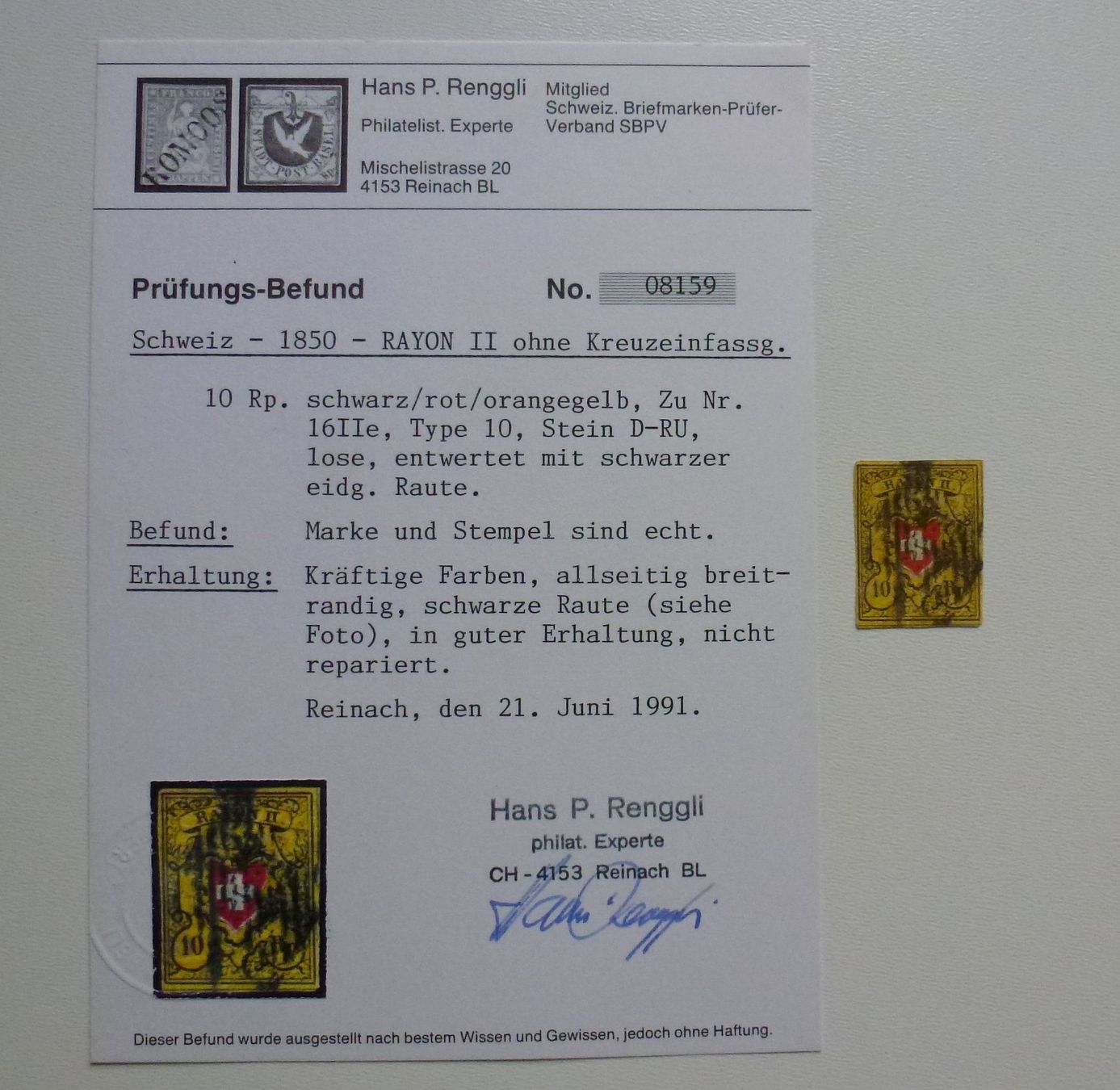 Tutti i francobolli: 1850 - Rayon II - Typ 10 - Stein D-RU mit Befund – Usato da Walkringen venduto da Casablanca777 2