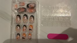 Halloween pressed on nails black orange pumpkin ghost 24pcs