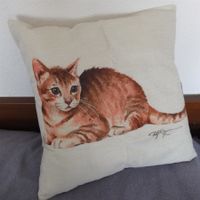 Kissenbezug Kissenhülle Katze chat roux housse coussin