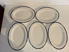 5 ovale Porzellanteller Domestic Classico