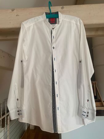 Olymp Hemd Gr. XL Body Fit Weiss, Kragenlos