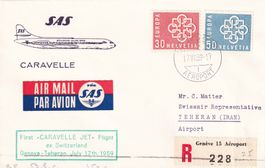 First "Caravelle Jet" Flight ex Switzerland Geneva-Teheran