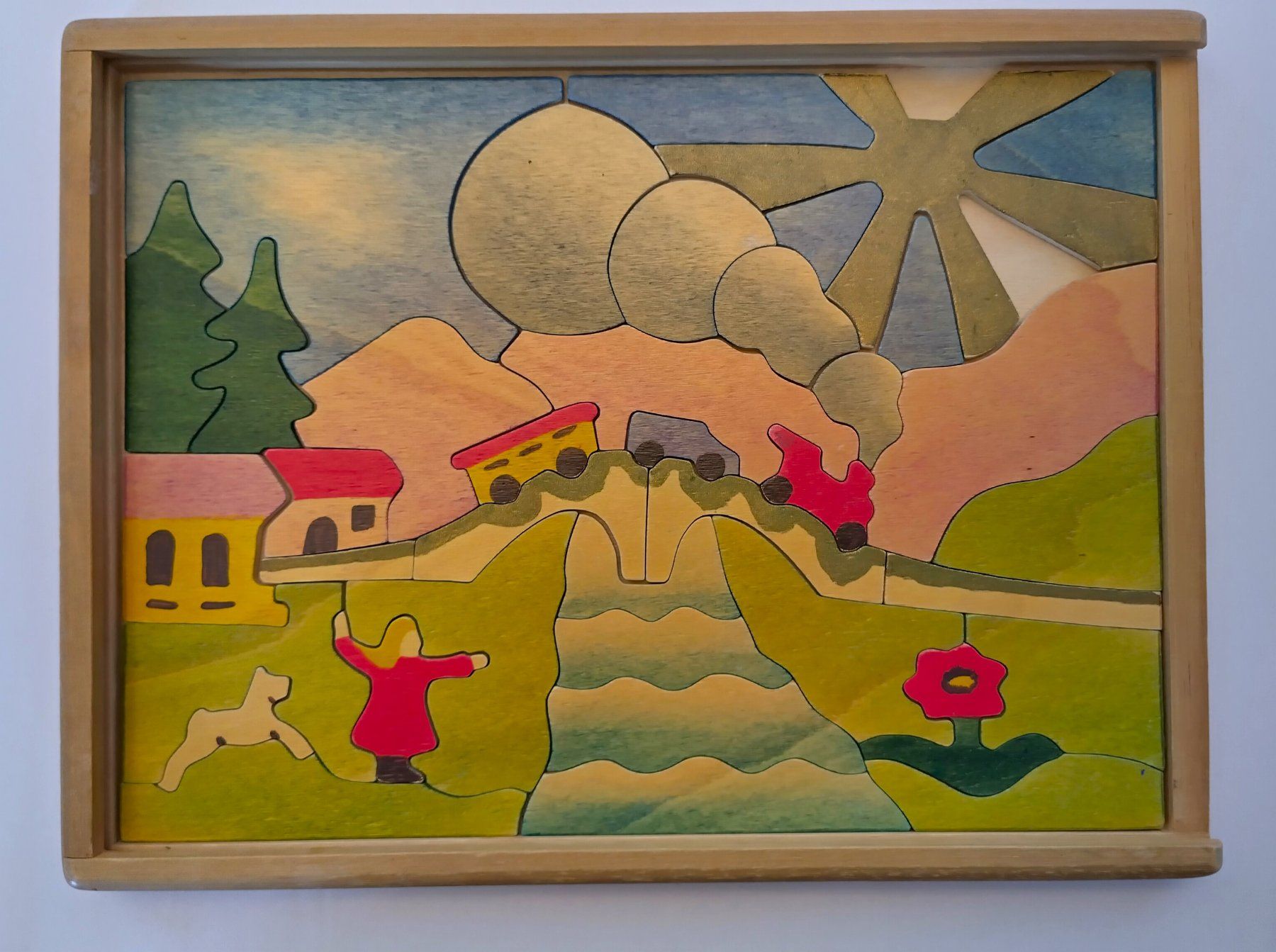 Puzzle: Decor Holzpuzzle Landschaft + Eisenbahn / 38 Teile, 2 fehlen – Usato da Bellach venduto da JingleJerry