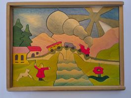 Decor Holzpuzzle Landschaft + Eisenbahn / 38 Teile, 2 fehlen