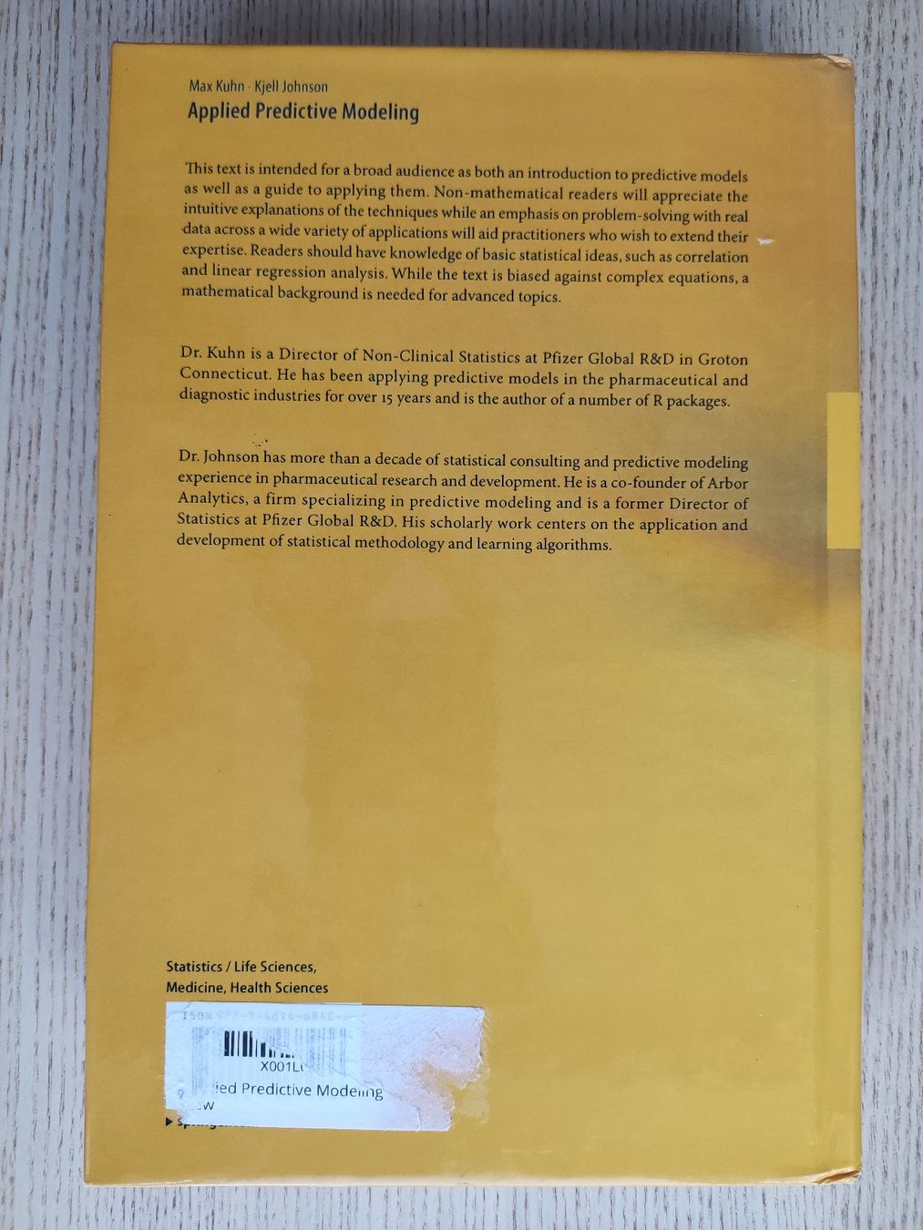 Bücher: Applied Predictive Modeling – Kuhn, Johnson (Springer, 2013) – Gebraucht aus Schaffhausen von  1