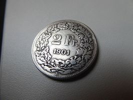 Pièce de monnaie suisse de CHF 2.- année 1901