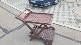 Servierwagen Getränkewagen Holz Rollwagen Garten Balkon Somm