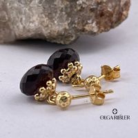 Edelstahl Ohrstecker mit Granate wasserfest