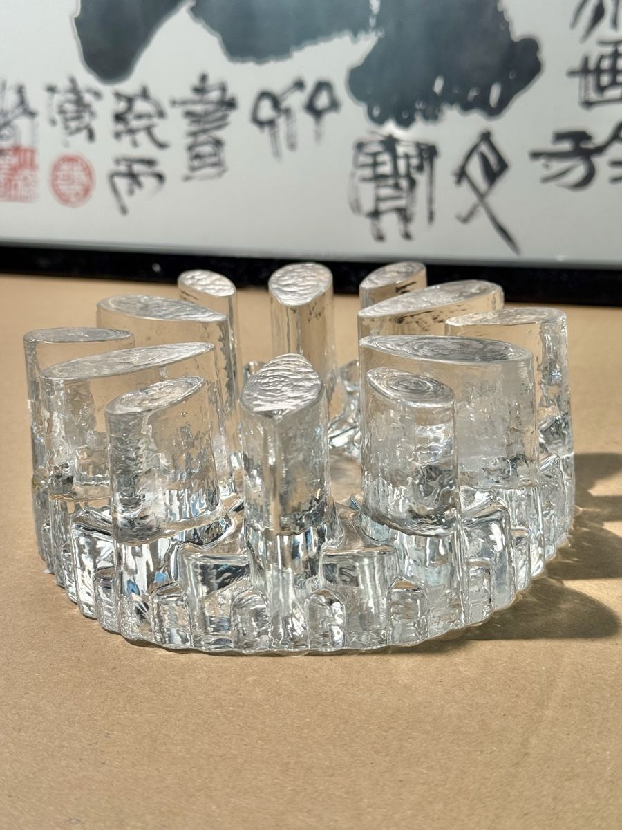 Portacandele: Vintage clear glass candle holder – Usato da Lausanne venduto da vas_mbk2 3