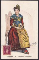 Graubünden Tracht Ober-Engadin Künstlerkarte A. Christoffel