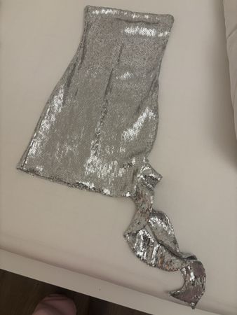 Silber Pailletten Kleid bershka