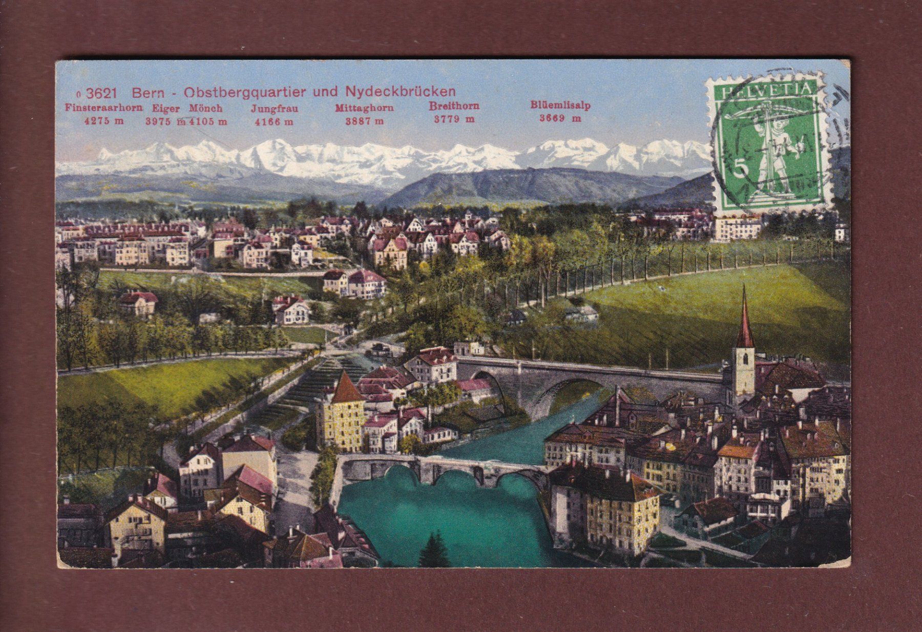 Cartoline postali: BERN - Obstbergquartier - Nydeckbrücken - 1914 – Usato da Pully venduto da nicecards
