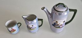 Japanisches Kaffeekanne Kännchen Tasse Set blau gemustert