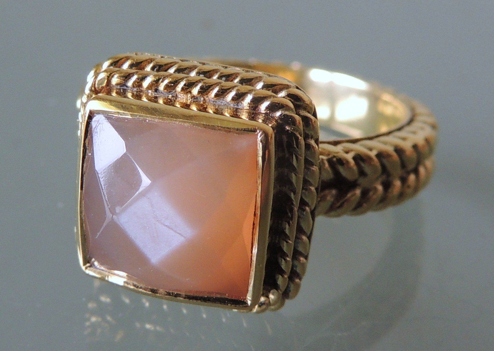 Anelli: Vergoldeter Silber 925 Fingerring Mondstein Gr. 56 – Usato da Waldenburg venduto da schaller707 4