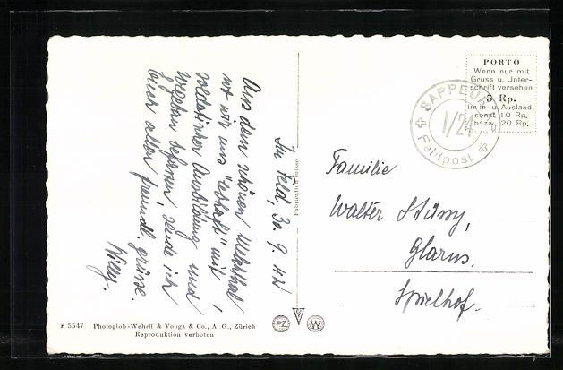Cartoline postali: AK Flüeli, Kurhaus Flüeli, 1942 – Usato da Berlin venduto da bartko-reher 1