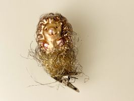 Goldiger Vintage-Igel-Weihnachtsbaumschmuck, 5cm hoch!