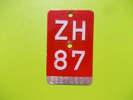 Velonummer / Fahrradnummer  ZH 87