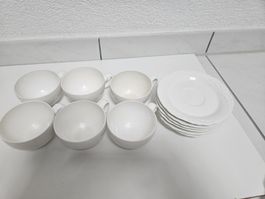 Villeroy & Boch Tassen und Untertassen "Flora" weiss 6er 