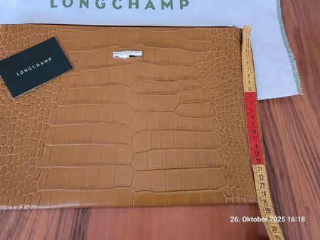 Longchamp, Clutch Pochette Leder mit Kroko Prägung