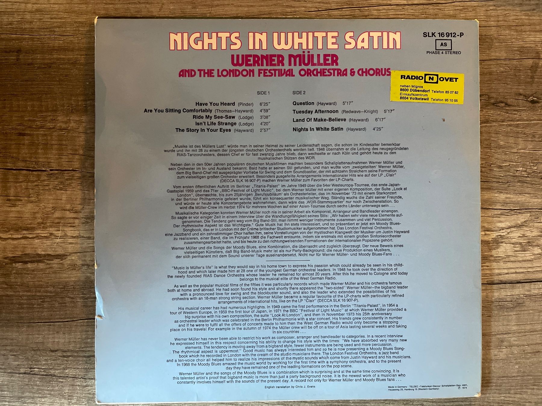 Dischi in vinile: S1787/Werner Müller - Nights In White Satin – Usato da Frutigen venduto da Philippe_jsp 1