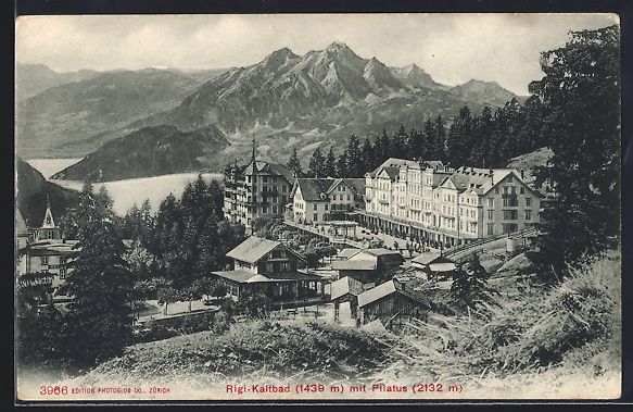 Cartoline postali: AK Rigi-Kaltbad, Teilansicht mit Hotel – Usato da Berlin venduto da bartko-reher
