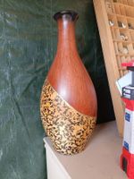Holzvase, gross, braun-goldig,, Deko-Objekt 40 cm