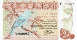 Suriname 21/2 Gulden 1985 P-119 UNZ Vogel