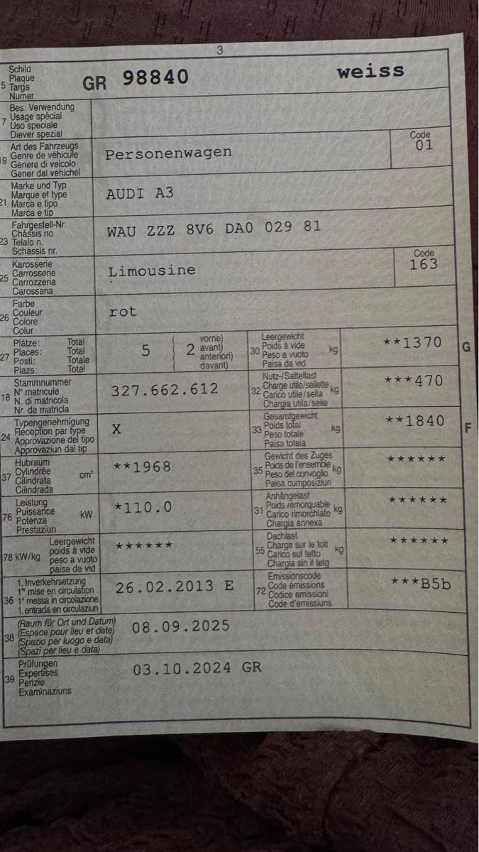 Audi Automobili: Audi A3 Limousine rot mit 110kW, ab MFK – Usato da Disentis/Mustér venduto da sch_9gp8 2
