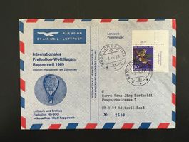 Ballon-Post-Brief Int. Wettfliegen 1969 Rapperswil  (G323)