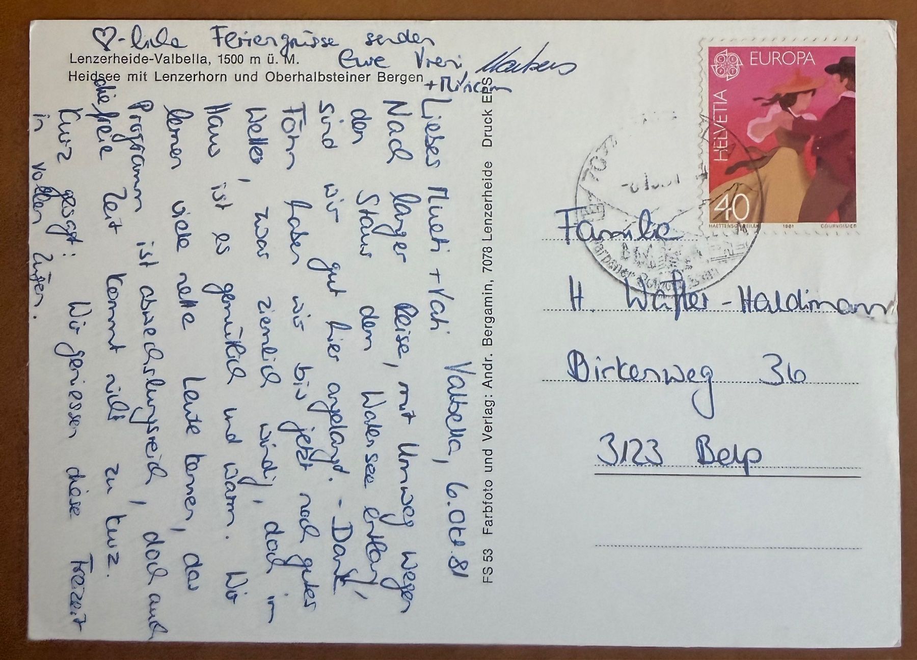 Cartoline postali: Lenzerheide - Valbella - Heidsee – Usato da Lutry venduto da Ediego 1