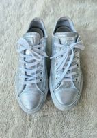 SNEAKER CONVERSE 6,5 39.5 SILBER SCHUHE LEDER  TOP ZU TASCHE