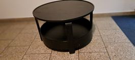 Runder Ikea Couchtisch Borgeby schwarz mit Ablage gebraucht