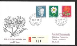 R-FDC Pro Juventute Serie 1963 J200-J202 ET Bern 30.11.1963