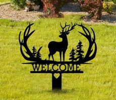 Welcome Metall Schild Hirsch (24 x 24cm)