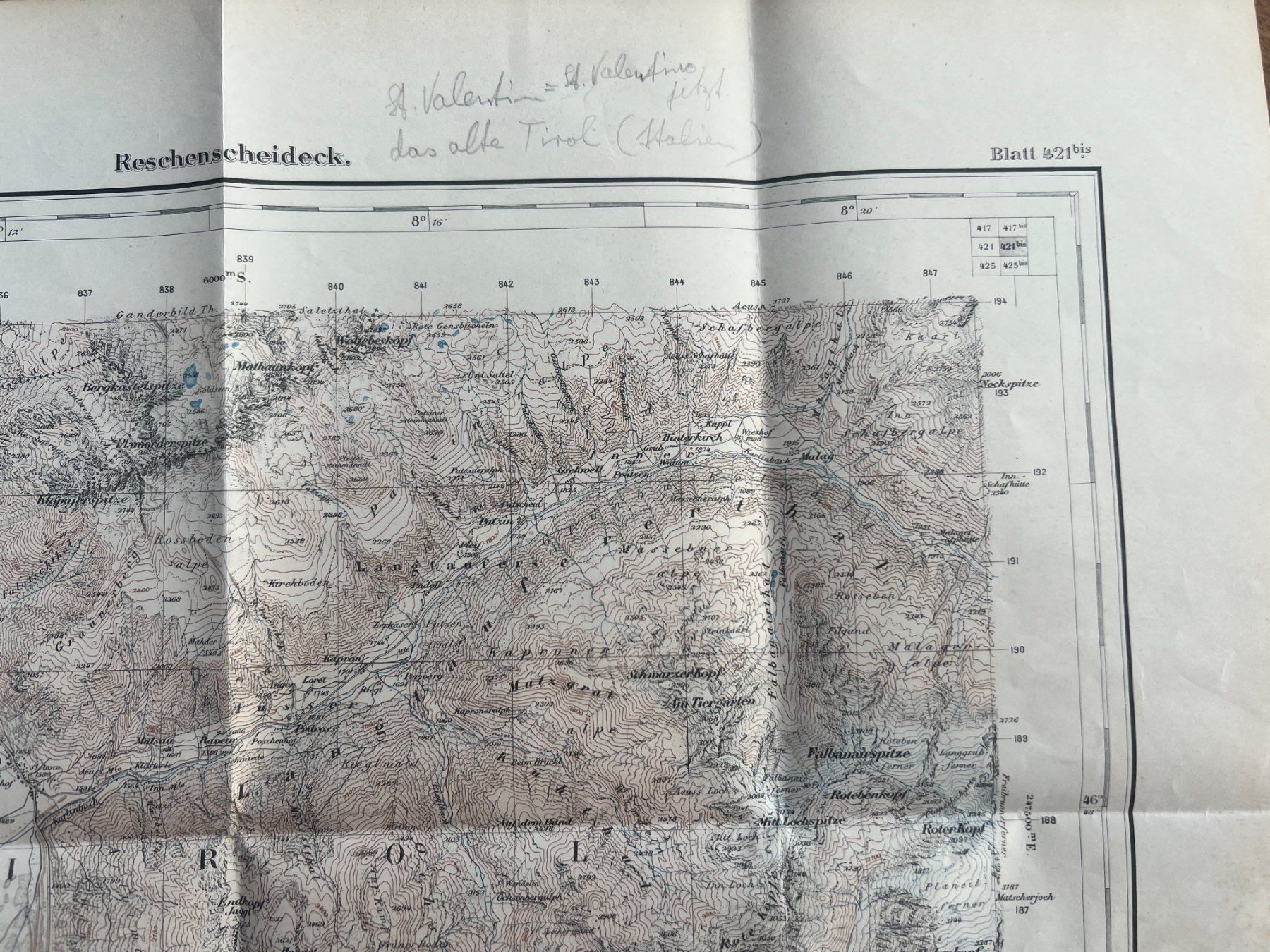 Landkarten & Atlanten: Carte Reschenscheideck 1898-1924, St. Valentin, Tyrol! – Gebraucht aus Savigny von dor_5v9q 4