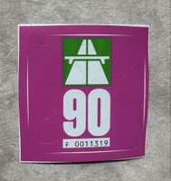 Original Schweizer Autobahnvignette 1990 mit Trägerpapier