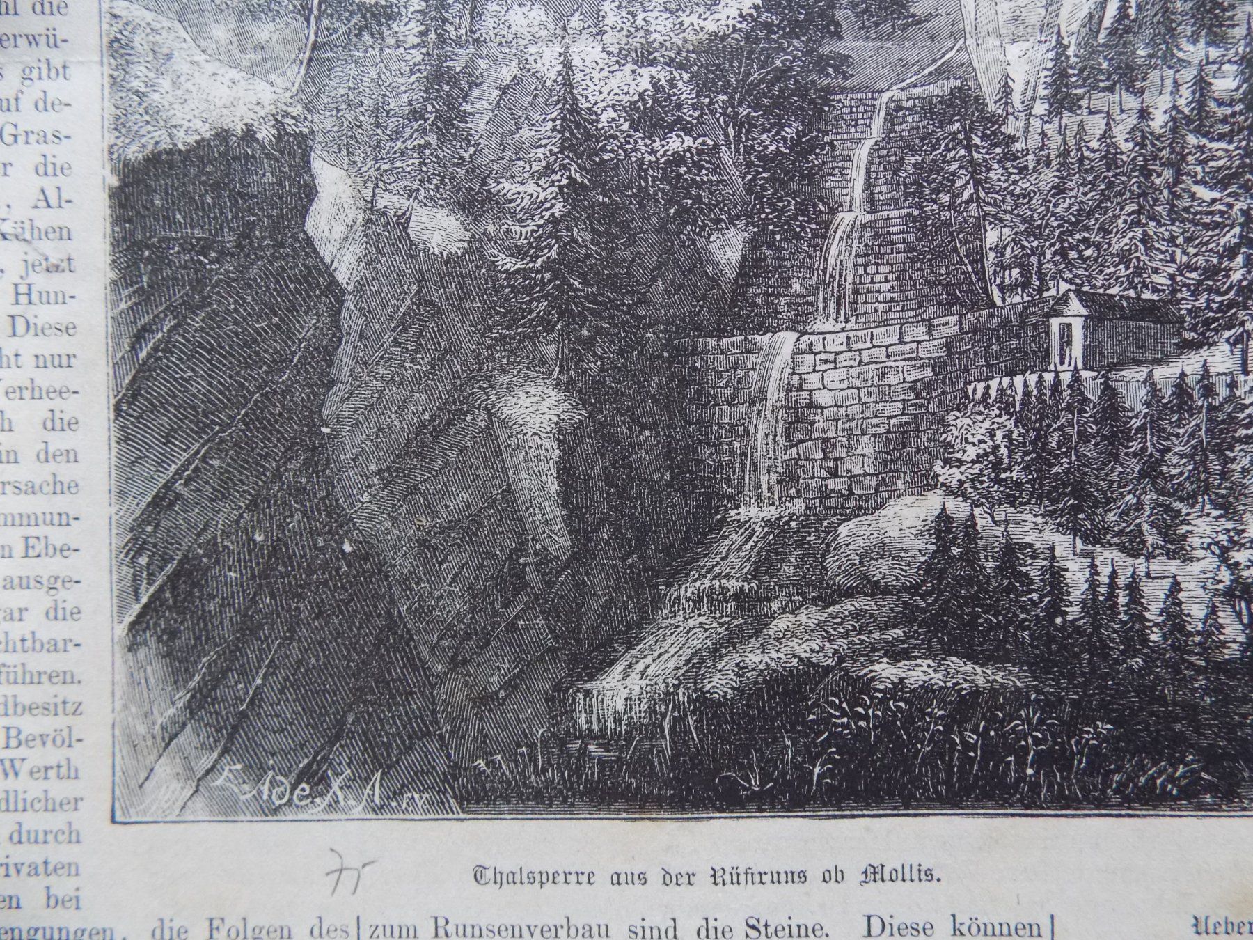 Incisioni: Mollis Talsperre um 1880 – Usato da Risch venduto da Antikfee 1