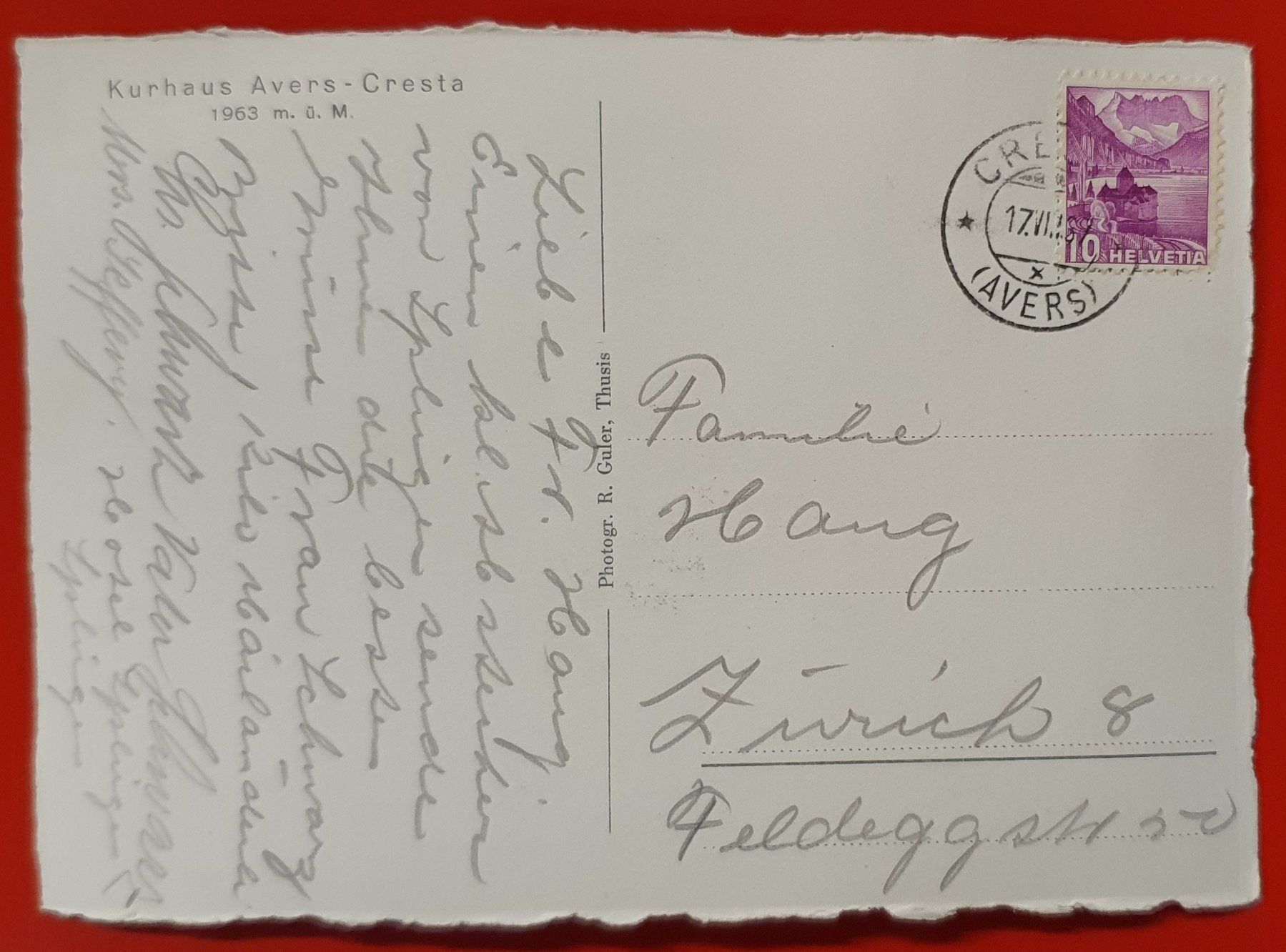Cartoline postali: Avers - Cresta 1937 – Usato da Kreuzlingen venduto da Rschweiz1 1