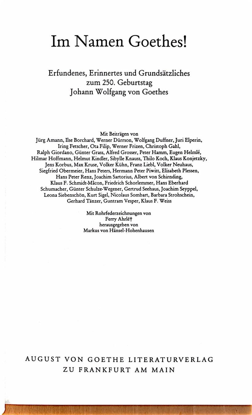 Libri: Im Namen Goethes – Nuovo (secondo la descrizione) da Sarnen venduto da Livres 2