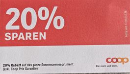 Gutschein 20%Rabatt auf Sonnencreme Sortiment im Coop